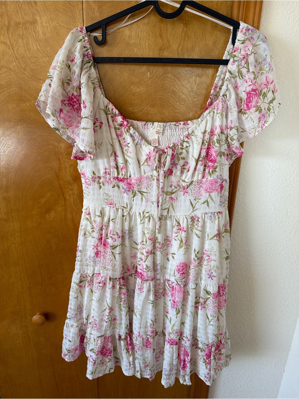 Pink floral mini dress
